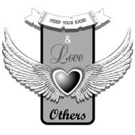 Black heart with wings on a grey frame N2