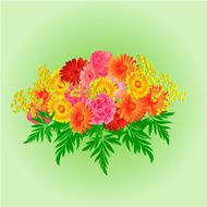 Festive bouquet gerbera and roses vector N2