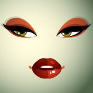 Face makeup lips and eyes of an attractive angry woman N2