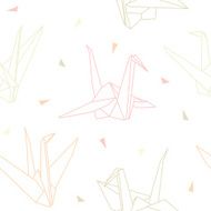 Vector origami paper cranes seamless pattern