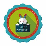 Happy birthday rabbit card flat icon with long shadow eps10 N13