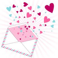 Background with hearts flying out of the envelope N2