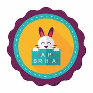 Happy birthday rabbit card flat icon with long shadow eps10 N14