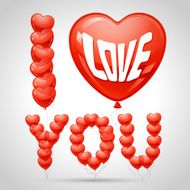 Background with flying balloons in the shape of a heart N4