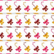 Valentine vector seamless pattern of glossy bows and sweets