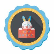 Happy birthday rabbit card flat icon with long shadow eps10 N15