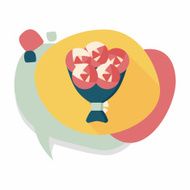 Valentine's Day flower flat icon with long shadow eps10 N19
