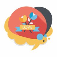 Valentine's Day flower flat icon with long shadow eps10 N21