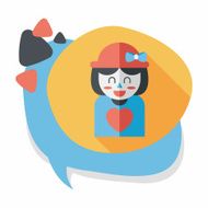 valentine's day girl flat icon with long shadow eps10 N12