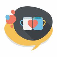 Valentine's day cup flat icon with long shadow eps10 N7