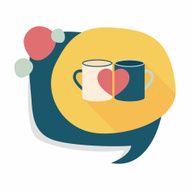 Valentine's day cup flat icon with long shadow eps10 N8