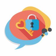 Valentine's Day lover lock flat icon with long shadow eps10 N7