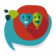 Valentine's Day ballons flat icon with long shadow eps10 N6