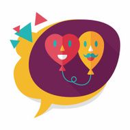 Valentine's Day ballons flat icon with long shadow eps10 N8