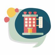 Valentine's day hotel flat icon with long shadow eps10 N14