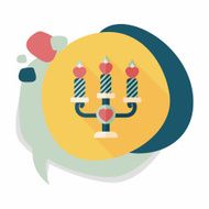 Valentine's Day candle flat icon with long shadow eps10 N18