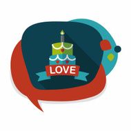 Valentine's Day cake flat icon with long shadow eps10 N11