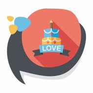 Valentine's Day cake flat icon with long shadow eps10 N12