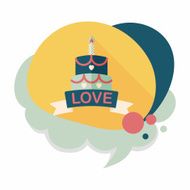 Valentine's Day cake flat icon with long shadow eps10 N13