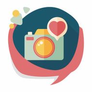 Valentine's Day photo camera flat icon with long shadow eps10 N6