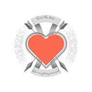 heart on the wedding label invitation card