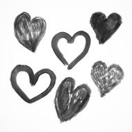 Hearts set hand painted