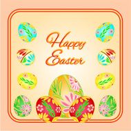 Frame with Easter eggs spring vector