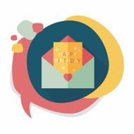 Happy birthday card flat icon with long shadow eps10 N35