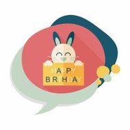 Happy birthday rabbit card flat icon with long shadow eps10 N16