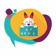 Happy birthday rabbit card flat icon with long shadow eps10 N17