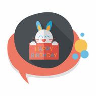 Happy birthday rabbit card flat icon with long shadow eps10 N18