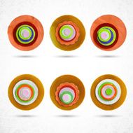 Set of floral circle design elements evoke front view flower N3