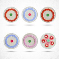 Set of floral circle design elements evoke front view flower N5