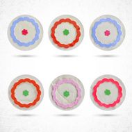Set of floral circle design elements evoke front view flower N6