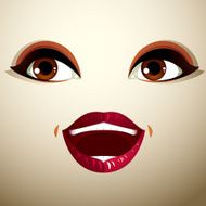 Facial expression of a young pretty woman Coquette lady visage N5