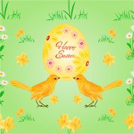 Seamless texture easter eggs and birds vector