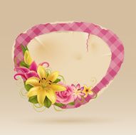 Vintage pink bubble for speech with flowers N2