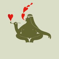 Love junkie peaceful valentine romantic character illustration