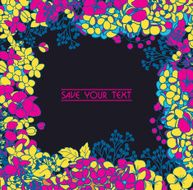 Floral greeting card on black background N2