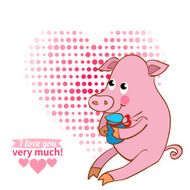 Illustration drawn by animal pig declaration of love N2