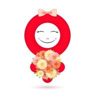 Female symbol with bunch of flowers