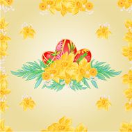 Seamless texture Easter eggs and daffodils vector