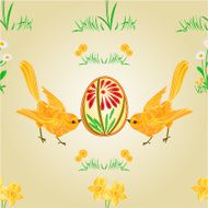 Seamless texture birds and easter eggs vector