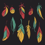 Vector set of hand drawn feathers N2