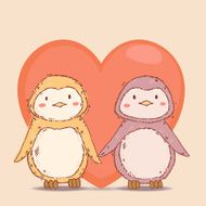 Penguins together in love