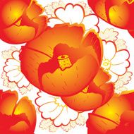 retro a background with red poppies