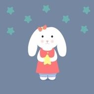 Cute Bunny holding a star