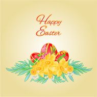 Happy Easter eggs and daffodils vector