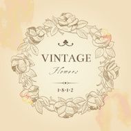 Vintage vector background with a round wreath of roses
