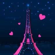 Cutout paper night vector Eiffel tower